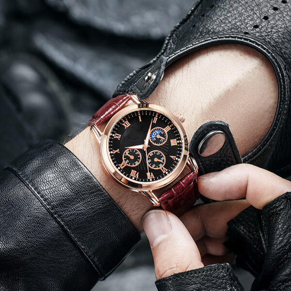 remium Men's Chronograph Watch | High-End Quartz Movement | Classic Three-Eye Design - Image 4