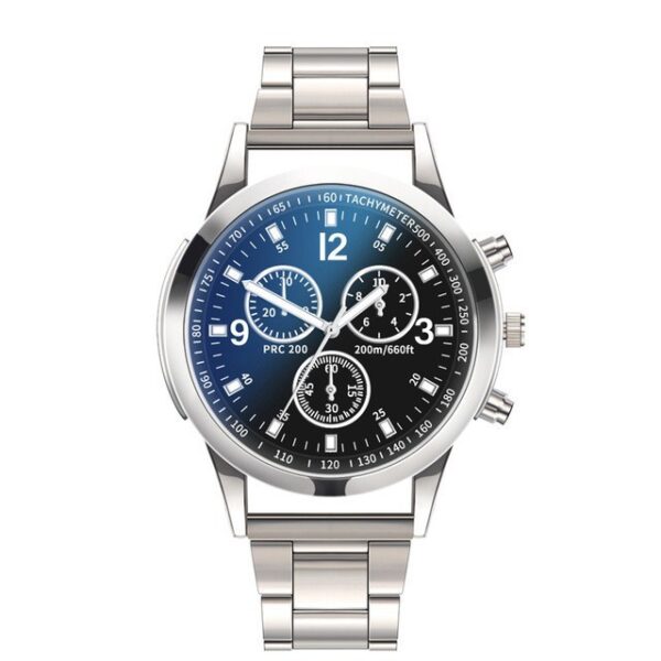 Bold Blue Luminous Stainless Steel Chronograph Watch