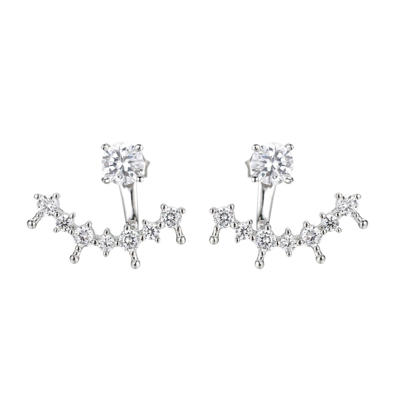 Crescent boat earrings with adjustable height and multiple wearing methods, 50-point moissanite diamonds - Image 4