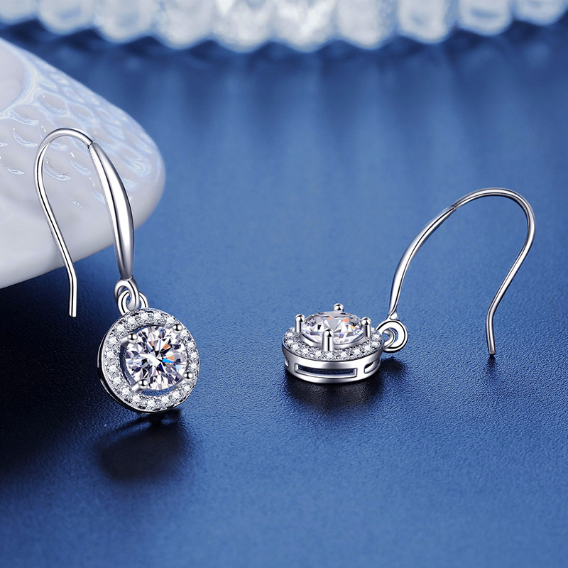 Silver earrings, moissanite ear hooks, women's moissanite earrings - Image 3