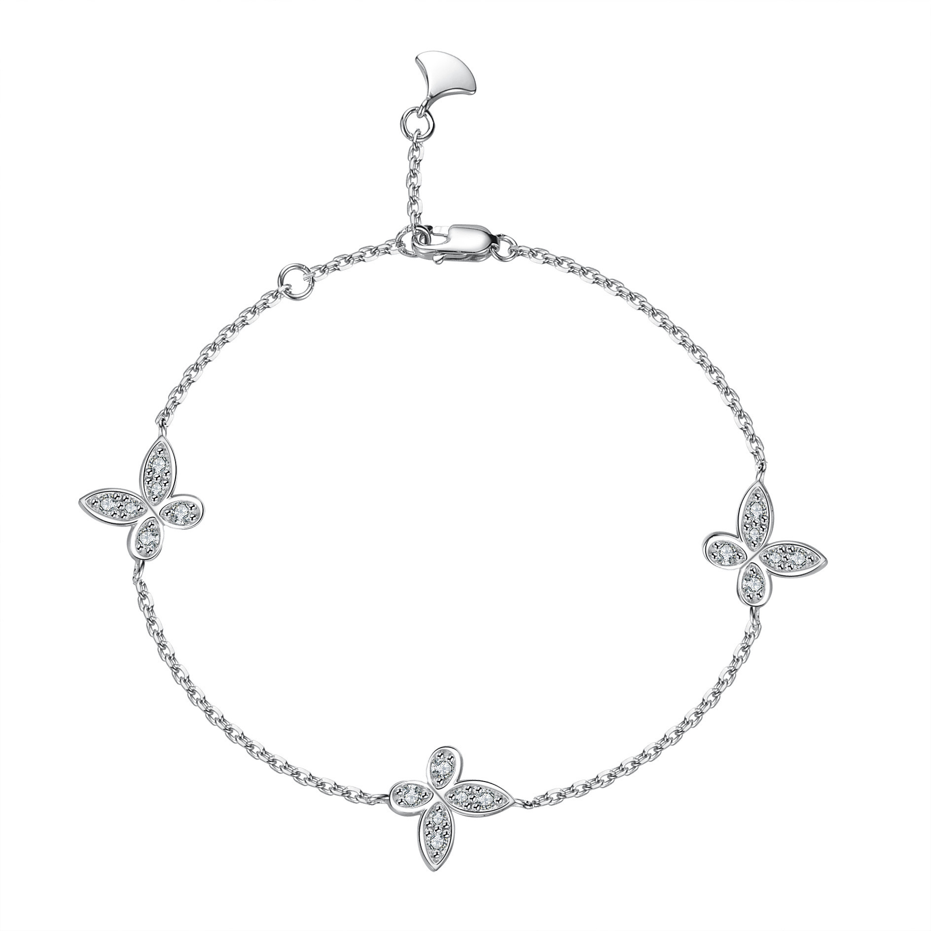 Sterling silver moissanite bow bracelet - Image 2