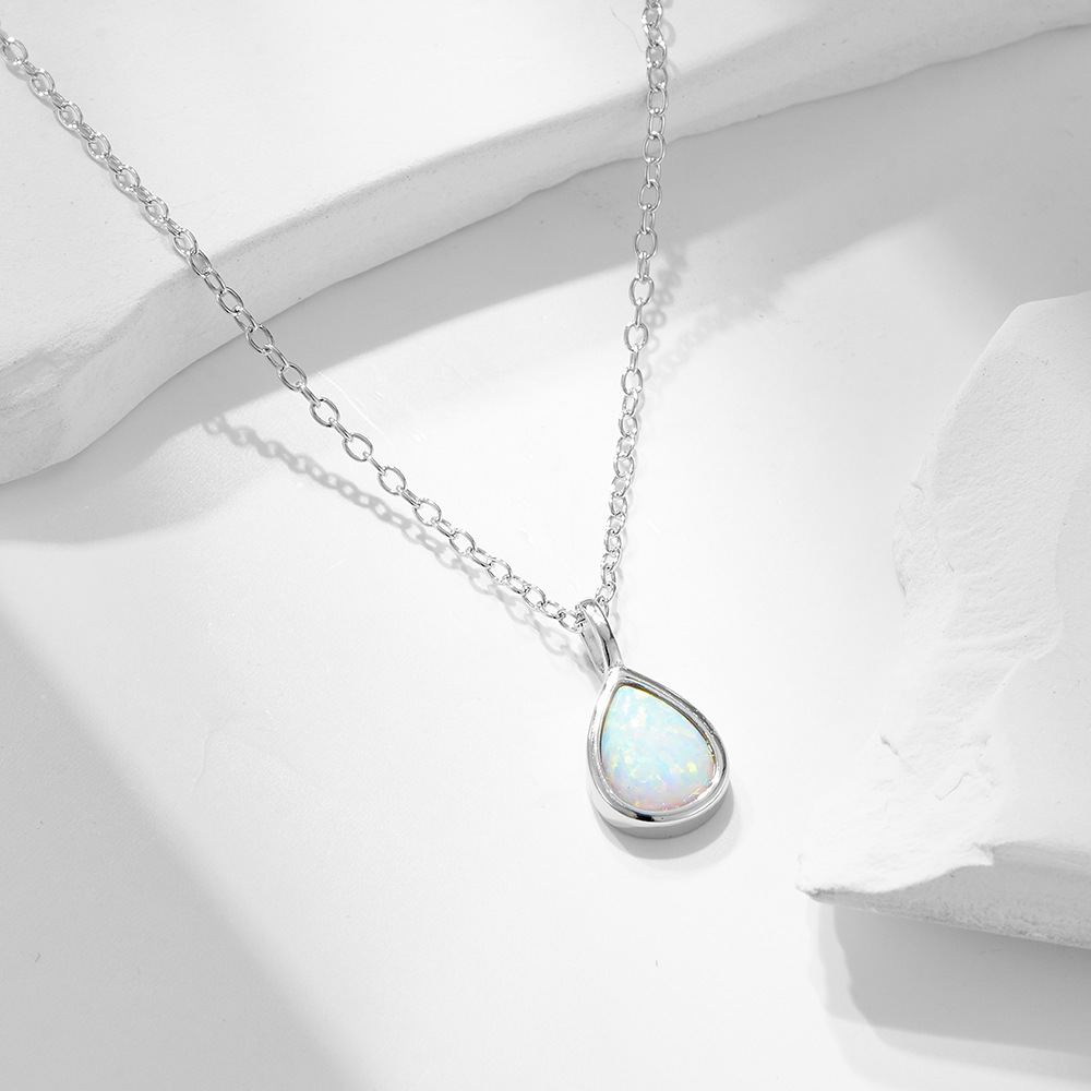 Sterling silver geometric pear-shaped teardrop pendant clavicle necklace - Image 8
