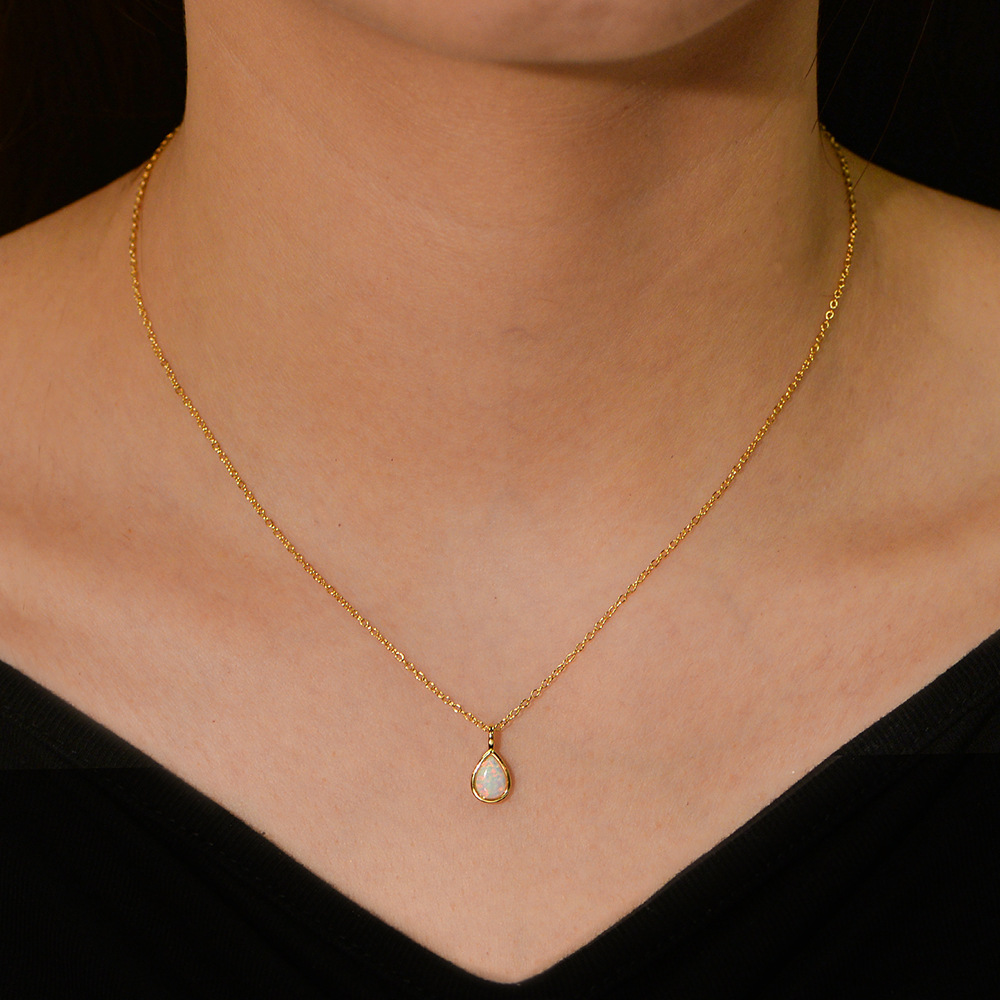 Sterling silver geometric pear-shaped teardrop pendant clavicle necklace - Image 3