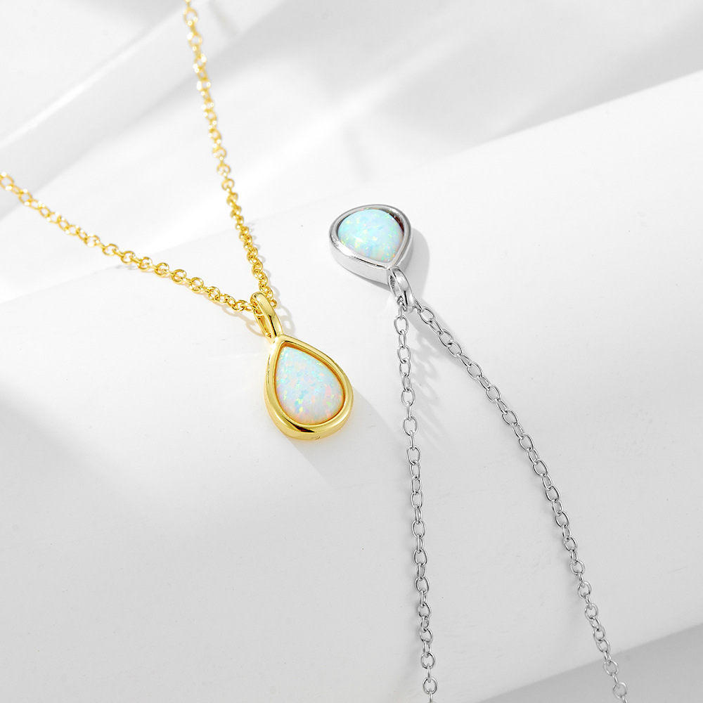 Sterling silver geometric pear-shaped teardrop pendant clavicle necklace - Image 2