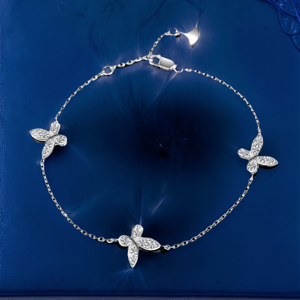 Sterling silver moissanite bow bracelet