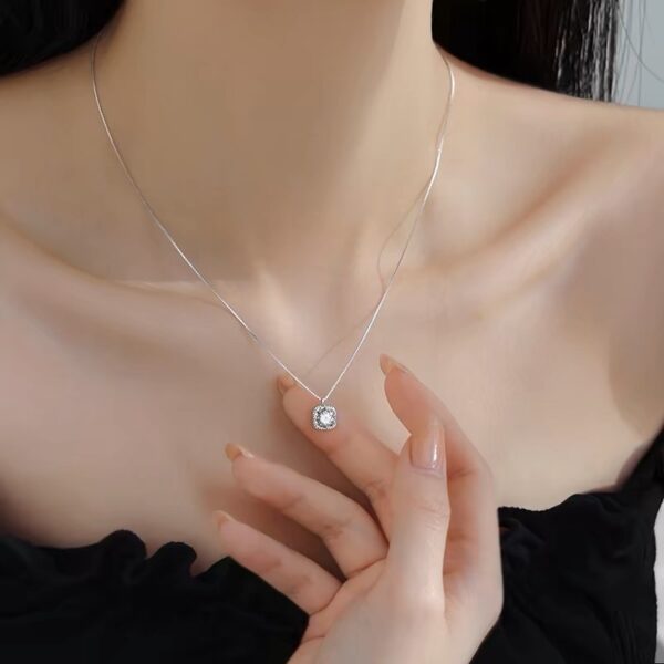 Geometric Small Sugar Cube Hanging Clavicle Necklace - Image 3